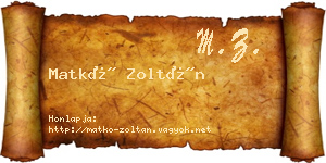 Matkó Zoltán névjegykártya