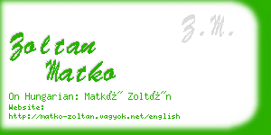 zoltan matko business card